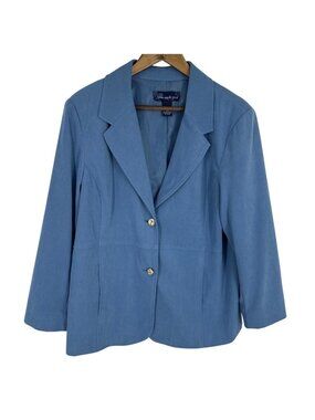 Susan Graver Style Blue 2-Button Front Lined Women's Blazer Size  L